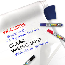 Load image into Gallery viewer, [HASHI] (White/Clear-17.3 x 78 inch (6.5 Feet)) Dry Erase Board StickerBoard Alternative / free shipping Within 7 days of delivery
